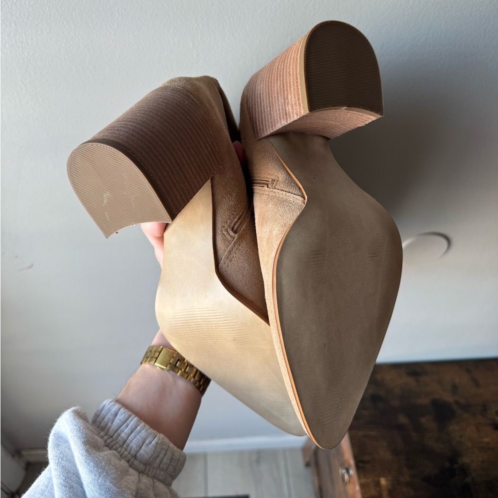 Steve Madden Haimi Tan Suede Slouchy Pointed Toe Boots - Picture 5 of 6